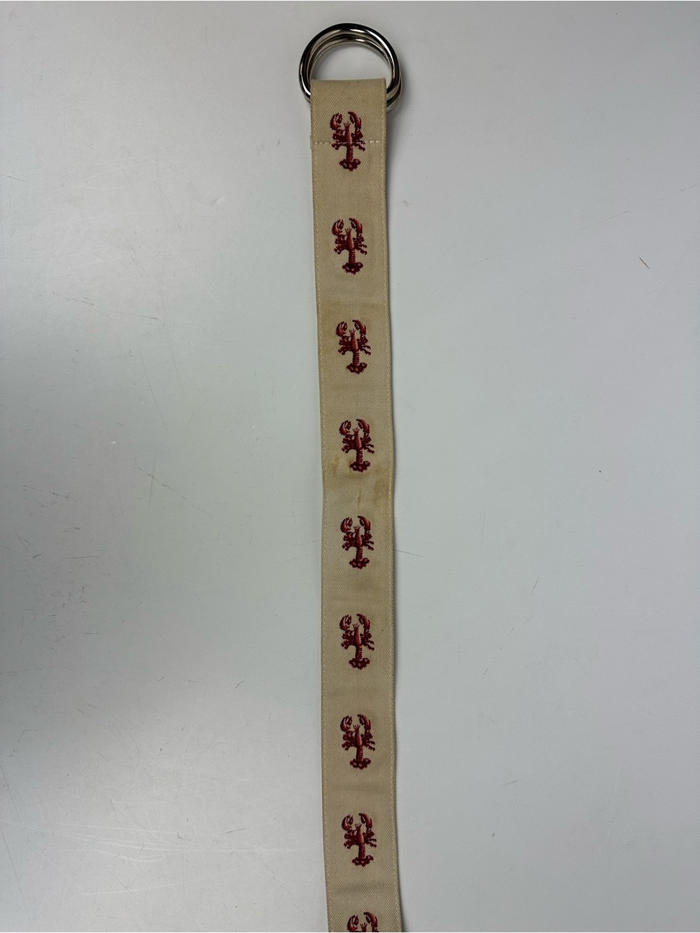 Women’s J. Crew Cream Canvas Belt with Red Embroidered Lobster Motifs - Picture 2 of 11